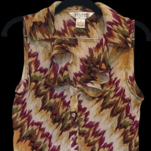 Allison Taylor Stylish Sleeveless Printed Fall Blouse - Size L